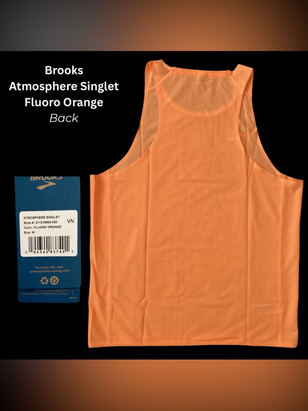 Brooks Fluoro Orange Running Singlet